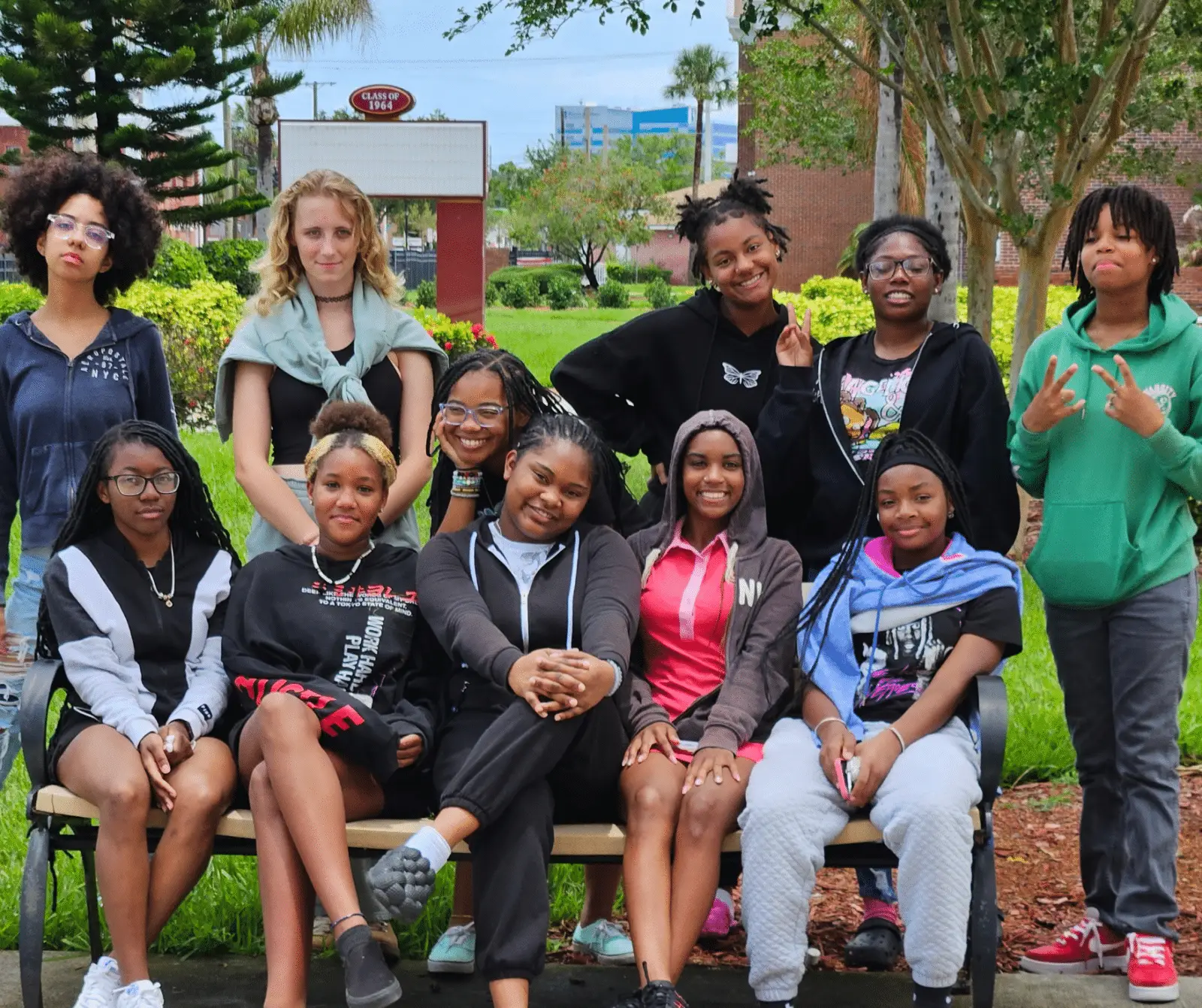 Teens from the Elevated Thinking program together outdoors